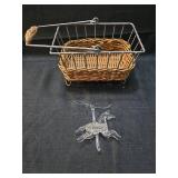Vintage Aircraft Decor Set - Wicker Plane and Crystal Horse Carousel