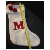 Personalized White Knit Christmas Stocking with Red 