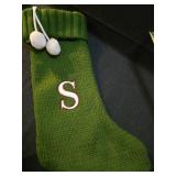 Personalized Green Knit Christmas Stocking with 