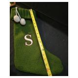 Personalized Green Knit Christmas Stocking with 