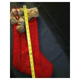 Red Knit Christmas Stocking with Faux Fur Trim