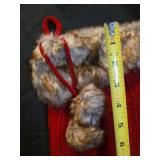 Red Knit Christmas Stocking with Faux Fur Trim