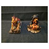 Vintage Halloween Bear with Apple Basket Figurine