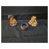 Vintage Teddy Bear Figurine with Candle Holder