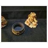 Vintage Teddy Bear Figurine with Candle Holder