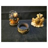Vintage Teddy Bear Figurine with Candle Holder