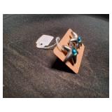 Sliver with Blue Gem Starfish Earrings