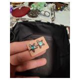 Sliver with Blue Gem Starfish Earrings
