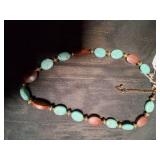 Vintage Wooden and Turquoise Necklace