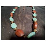 Vintage Wooden and Turquoise Necklace