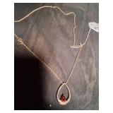Vintage Gold Necklace with Red Gem in the center