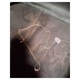 Vintage Gold Necklace with Red Gem in the center