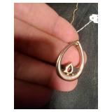 Vintage Gold Necklace with Red Gem in the center