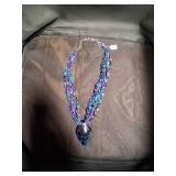 Beautiful Midnight Blue Necklace With Matching Pendent.