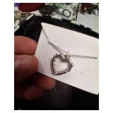 Silver Chain With Heart Pendent Necklace.