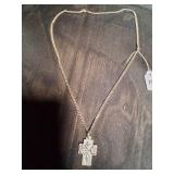Beautiful Silver Necklace With Silver Cross Pendent.
