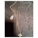 Beautiful Silver Necklace With Silver Cross Pendent.