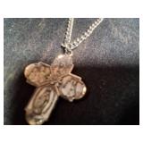 Beautiful Silver Necklace With Silver Cross Pendent.