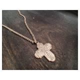 Beautiful Silver Necklace With Silver Cross Pendent.