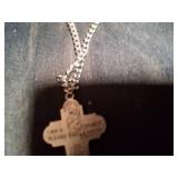 Beautiful Silver Necklace With Silver Cross Pendent.