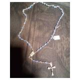 Religious Blue Beaded Necklace With Pendents.