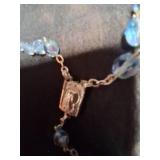 Religious Blue Beaded Necklace With Pendents.