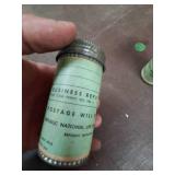 cylindrical container, likely vintage, with text for a "BUSINESS REPLY MAIL" and "NATIONAL LIFE INSURANCE" from "REPUBLIC NATIONAL LIFE" in Dallas.