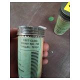 cylindrical container, likely vintage, with text for a "BUSINESS REPLY MAIL" and "NATIONAL LIFE INSURANCE" from "REPUBLIC NATIONAL LIFE" in Dallas.