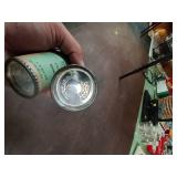 cylindrical container, likely vintage, with text for a "BUSINESS REPLY MAIL" and "NATIONAL LIFE INSURANCE" from "REPUBLIC NATIONAL LIFE" in Dallas.