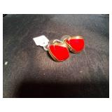 Vintage Red and Gold Cuff Links