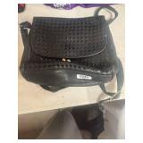 Black Woven Leather Crossbody Bag