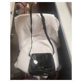 Black Woven Leather Crossbody Bag