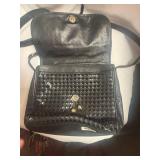 Black Woven Leather Crossbody Bag