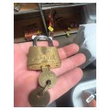 Vintage Brass DOIC Padlock with Keys