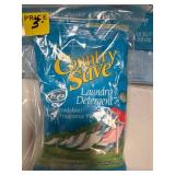 Assortment of laundry detergent and cleaning chemicals