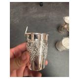 Small silver cup and set of mini goblets