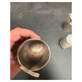 Small silver cup and set of mini goblets