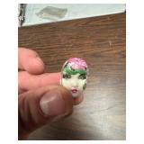 Vintage Floral Ceramic Bead with Baby Feet Charm