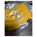 Yellow Leather Card Holder with Snap Buttons