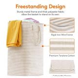 2 Pack Laundry Hamper Large Collapsible Laundry Baskets, Freestanding Waterproof Clothes Hamper with Easy Carry Handles in Laundry Room Bedroom Bathroom College Dorm for Adults, Beige, 2 x 80L