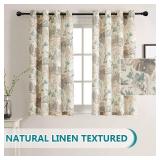 Floral Curtains 72 Inch Length Semi Sheer Light Filtering Curtains for Living Room Bedroom Floral Printing Window Treatment Grommet 2 Panels, Brown and Natural