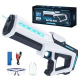 Electric Water Gun for Adults Kids, Battery-Powered Squirt Toy with Tank, LED Light, Automatic Water-Absorption, Summer Outdoor Beach Play, Pool Garden Fun for Kids Age 8 9 10(Glasses are missing)