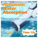 Electric Water Gun for Adults Kids, Battery-Powered Squirt Toy with Tank, LED Light, Automatic Water-Absorption, Summer Outdoor Beach Play, Pool Garden Fun for Kids Age 8 9 10(Glasses are missing)