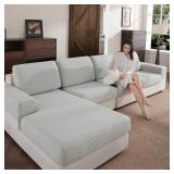 Couch Cover, Stretch Sofa Cover, Soft Seat Cushion Covers Washable, Sectional L Shape Sofa Slipcover, Wear Stain Resistant Pet Friendly Furniture Protector for Home(1 Seat Cover S, Light Gray)