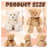 2 Pack Plush Bear Stuffed Animals 18 Inch Cuddly Stuffed Bear Plushies with Bow for Birthday Gifts Baby Shower Party Favor Decors Operation Christmas Bulk(Beige, Light Brown)