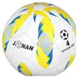 Soccer Ball Size 4 - High Elasticity & Water-Resistant | Thick TPU Cover for Outdoor Training, Matches | Teens & Adults 15+ (Yellow/Blue/White)