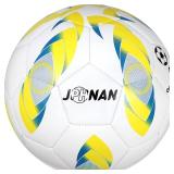 Soccer Ball Size 4 - High Elasticity & Water-Resistant | Thick TPU Cover for Outdoor Training, Matches | Teens & Adults 15+ (Yellow/Blue/White)