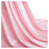 Pink Silk Satin Fabric, 3 Yards 60 Wide, Shiny and Soft Charmeuse Satin Fabric for Sewing Wedding Bridal Dress Crafts"