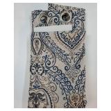 Linen Textured Curtains for Living Room Darkening 63 Inch Length, Medallion Drapes for Bedroom, Damask Pattern Window Treatments Vintage Curtain Panels, 2 Panels Blue on Greige