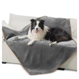 Bedsure Waterproof Dog Blankets for Extra Large Dogs - XL Cat Blanket Washable for Couch Protection, Sherpa Fleece Puppy Blanket, Soft Plush Reversible Throw Furniture Protector, 50x60, Grey